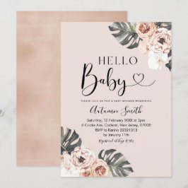 Invitación Boho tropical Floral Hola bebé Baby Shower