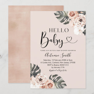 Invitación Boho tropical Floral Hola bebé Baby Shower