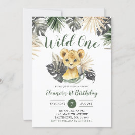 Invitación Boho Tropical Lion Cub Boy Wild Un Cumpleaños