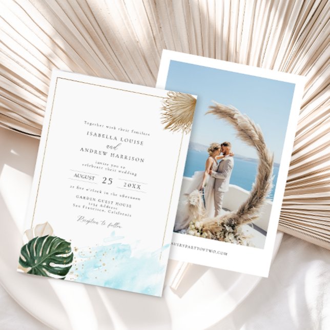 Invitación Boho Tropical Palm Beach Wedding (Subido por el creador)