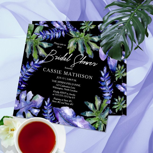 Invitación Boho Tropical Sale Púrpura | Ducha verde de novia (Subido por el creador)