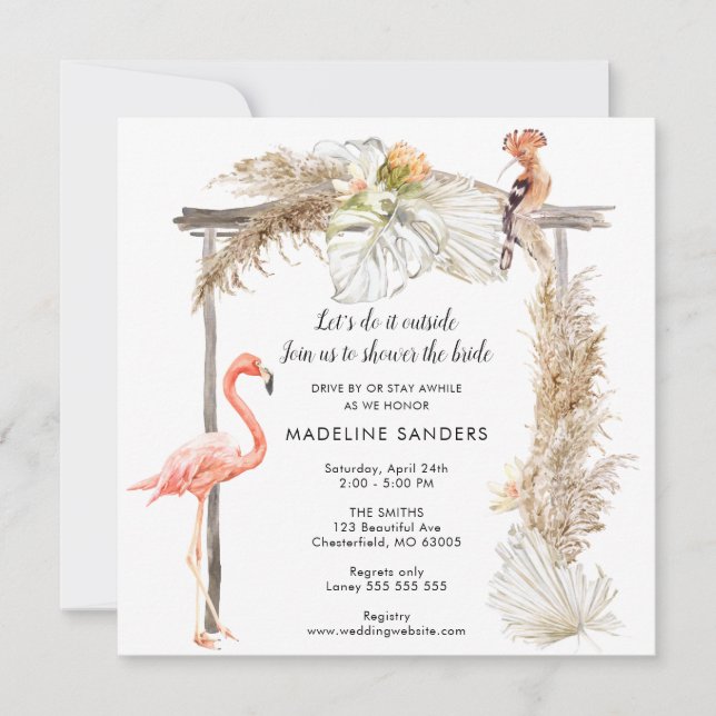 Invitación Boho Tropics fuera de la ducha de novias (Anverso)
