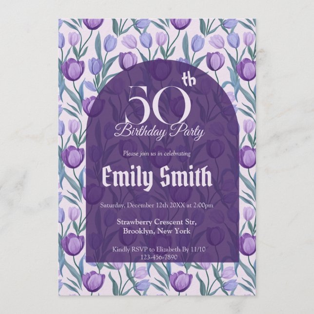 Invitación Boho Tulip Fantasía Cumpleaños al Aire Libre (Anverso)