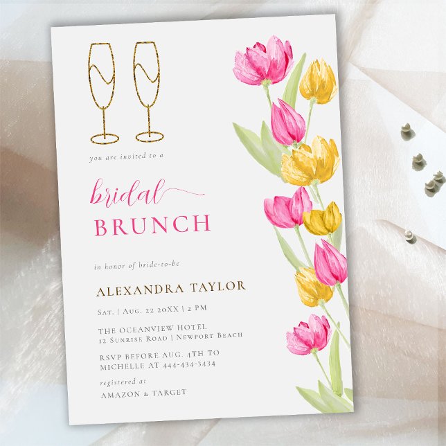 Invitación Boho Tullitos Amarillos Rojos Oro Flute Brunch Bri (Subido por el creador)