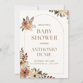 Invitación boho Turquoise Fall Autumn Floral Chica Baby Showe