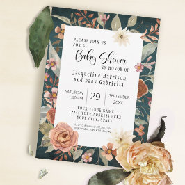Invitación BOHO Turquoise Fall Otoño Chica Floral Baby Shower