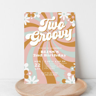 Invitación Boho Two Groovy Segundo Cumpleaños