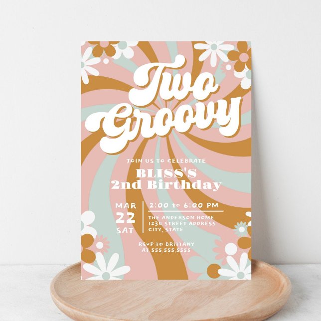 Invitación Boho Two Groovy Segundo Cumpleaños (Subido por el creador)