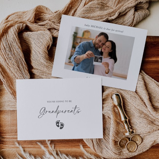 Invitación Boho Ultrasound Photo Pregnancy Announcement Card (Subido por el creador)