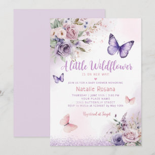 Invitación Boho Un Chica floral de mariposa pequeño Baby Show