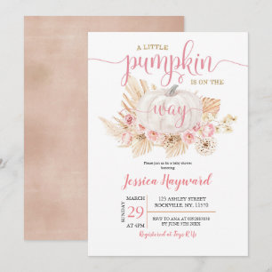 Invitación Boho Un Pequeño Calabaza Está En Camino De Baby Sh