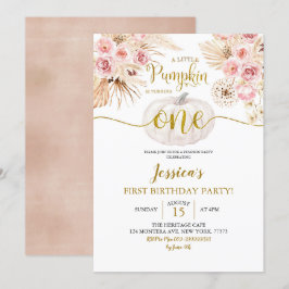 Invitación Boho Un Pequeño Calabaza Se Está Volviendo Un Cump