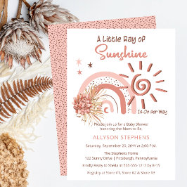 Invitación Boho Un pequeño rayo de luz solar Chica Baby Showe