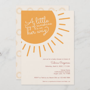 Invitación Boho Un pequeño rayo de sol está en camino chica