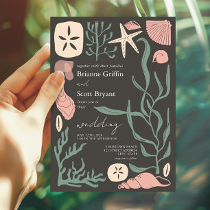 Invitación Boho Under Sea Dark Nautical Boda
