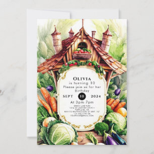 Invitación Boho Vegetables Agricultores Cumpleaños Mercado