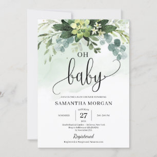 Invitación Boho vegetación suculento follaje floral oh infant
