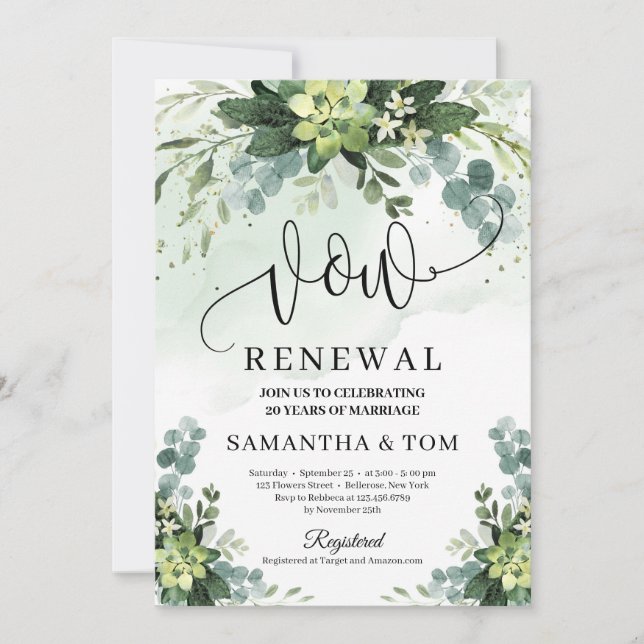 Invitación Boho vegetación suculento follaje floral renovació (Anverso)