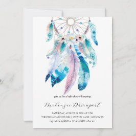 Invitación Boho Verde azulado y Purple Dreamcatcher Baby Show