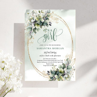 Invitación Boho Verde Polvoriento Hojas de Eucalipto Es Una N