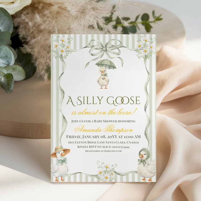 Invitación Boho Verde Salvia Neutral Fiesta de Bebé Gallina T (Subido por el creador)