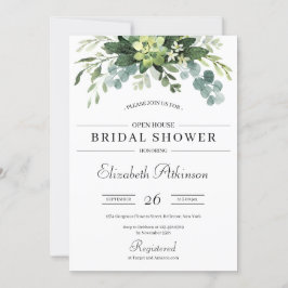 Invitación Boho verde suculento eucalipto floral novia i