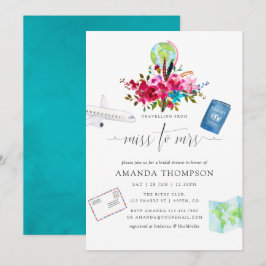 Invitación Boho viajando de señorita a señora Despedida de so
