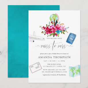 Invitación Boho viajando de señorita a señora Despedida de so