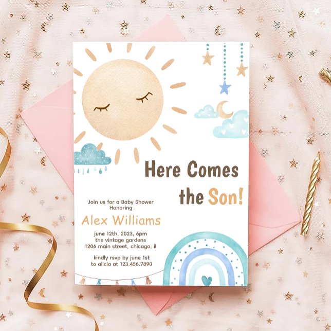 Invitación Boho viene el hijo del sol de Baby Shower (Subido por el creador)