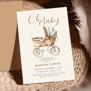 Invitación Boho Vintage Baby Carriage Baby Shower