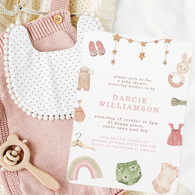 Invitación Boho Vintage Baby Toys & Clothes Baby Shower (Subido por el creador)