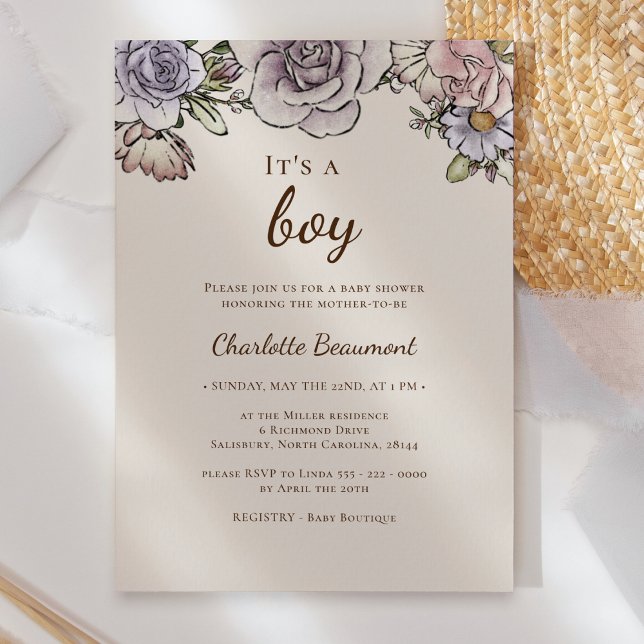 Invitación Boho vintage Floral Beige es un niño Baby Shower (Subido por el creador)