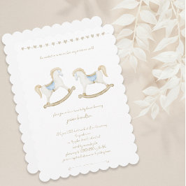 Invitación Boho Vintage Rocke Horse Cowboy Twin Baby Shower