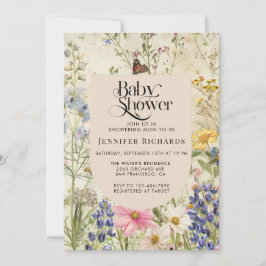 Invitación Boho Vintage Wildflower Baby Shower