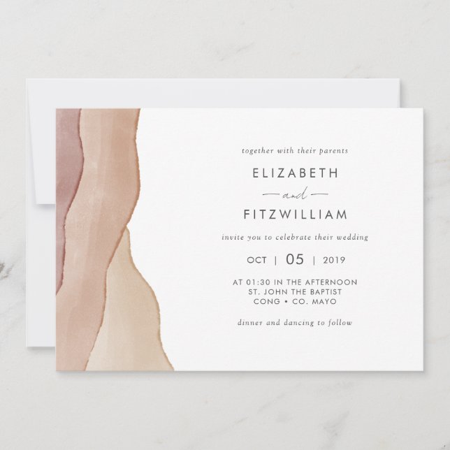 Invitación Boho Watercolor Abstract Boda (Anverso)