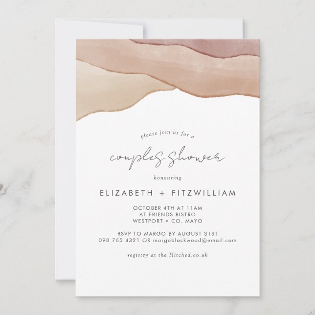 Invitación Boho Watercolor Abstract Parejas Ducha (Anverso)