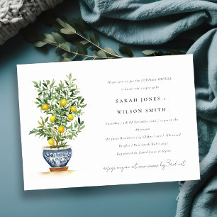 Invitación Boho Watercolor Amarillo Lemon Tree Coushower