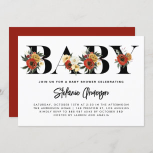 Invitación Boho Watercolor Anemone Botanone Fall Baby Shower