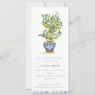 Invitación Boho Watercolor Árbol de limón amarillo Ducha de n