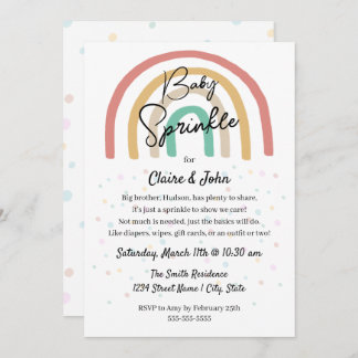 Invitación Boho Watercolor Arcoiris Bebé Sprinkle