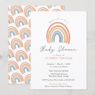 Invitación Boho Watercolor Arcoiris Chica niño gemelo Baby Sh