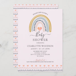 Invitación Boho Watercolor Arcoiris Rosa Baby Shower