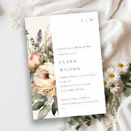 Invitación Boho Watercolor Autumn Floral Bunch Bridal Shower