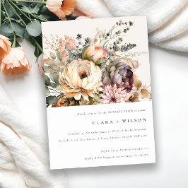 Invitación Boho Watercolor Autumn Floral Bunch Mañana Después
