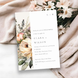 Invitación Boho Watercolor Autumn Floral Bunch Parejas Ducha
