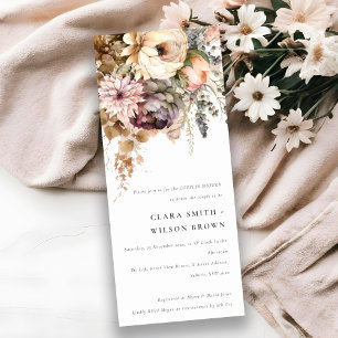 Invitación Boho Watercolor Autumn Floral Bunch Parejas Ducha