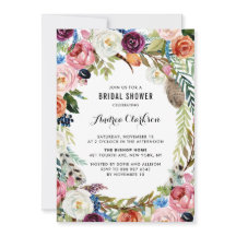 Boho Watercolor Autumn Floral Frame Bridal Shower