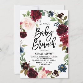 Invitación Boho Watercolor Autumn Wreath Baby Shower Brunch