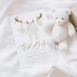 Invitación Boho Watercolor Baby Clothes Baby Shower