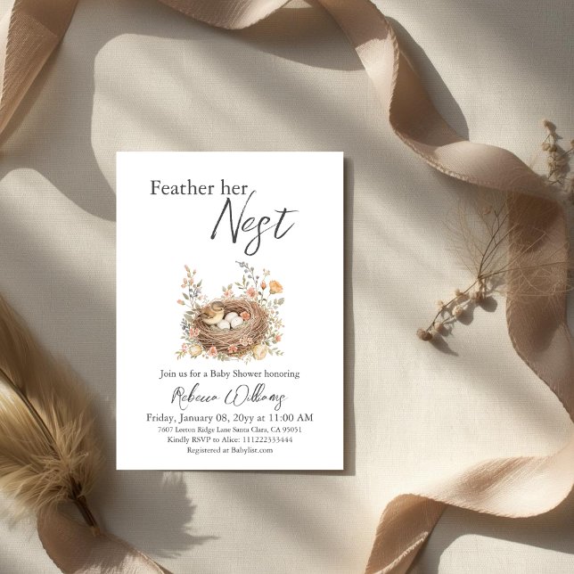 Invitación Boho Watercolor Bird Nest Baby Shower (Subido por el creador)